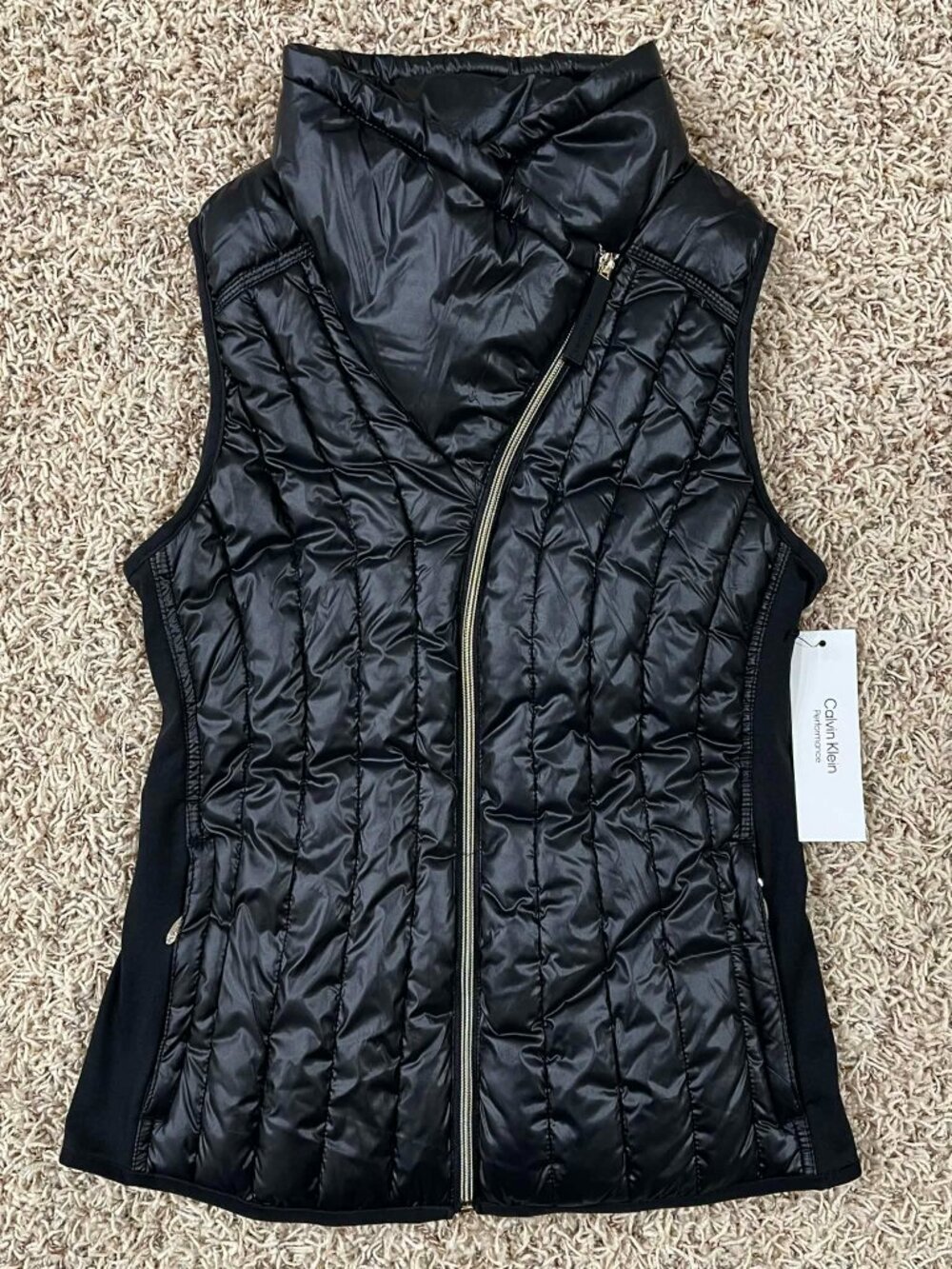 Calvin Klein Performance Women's Puffer Drama Collar Vest Black Size Small (New)